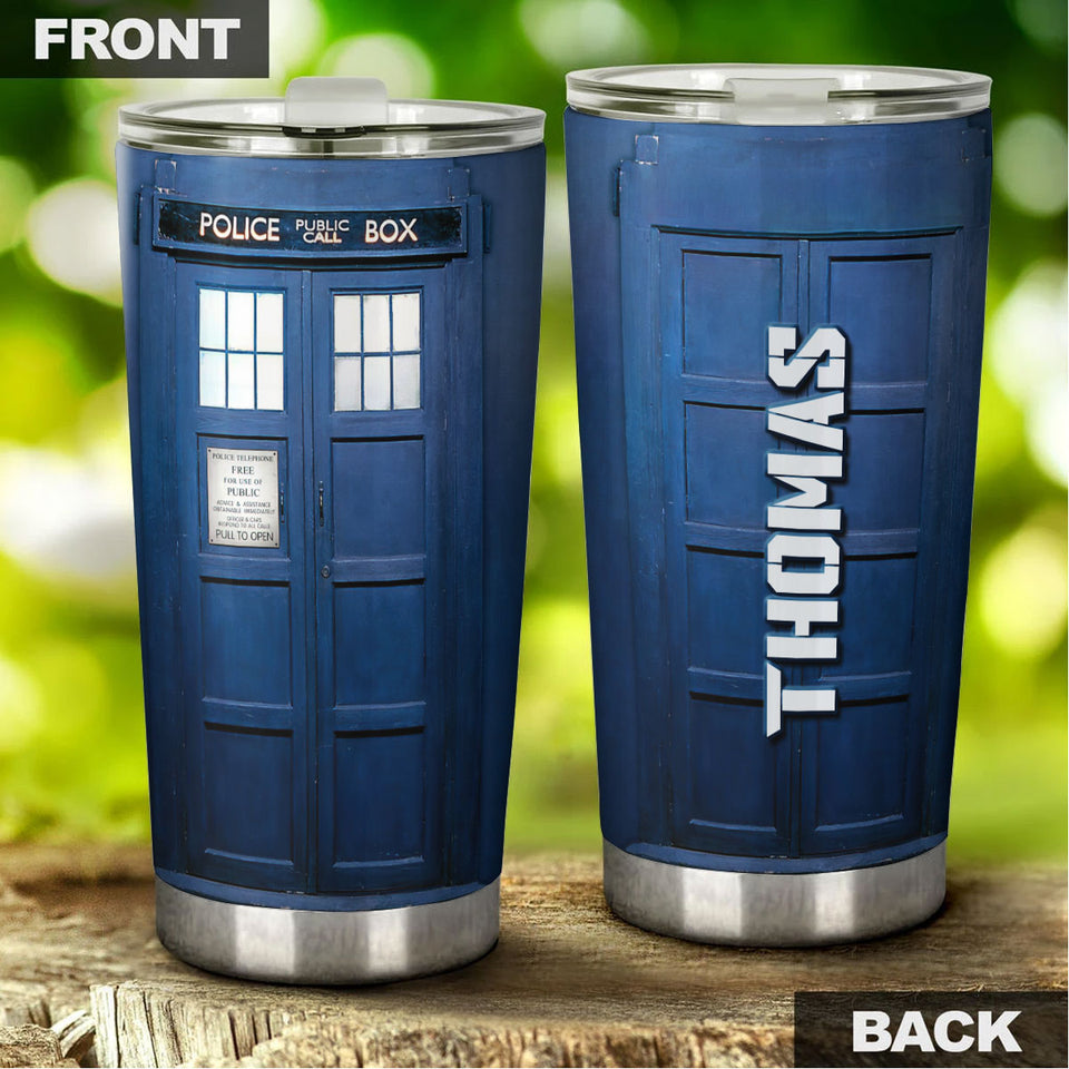 Personalized American Police Public Call Box Vintage Blue - General Tumbler view #5