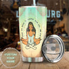 Camellia Personalized Zen Meditation Namaste Girls Stainless Steel Tumbler - Double-Walled Insulation Thermal Cup With Lid Gift For Daughter Wife