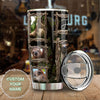 Camellia Personalized Jungle Wood Cute Sloths Graphic Stainless Steel Tumbler - Double-Walled Insulation Travel Thermal Cup With Lid Gift For Animal Lover Zoo Keeper