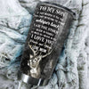 Camellia Personalized Deer To My Son Love You Forever Stainless Steel Tumbler - Customized Double-Walled Insulation Thermal Cup With Lid Mom Gift For Son