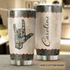 Camellia Personalized Hippie Henna Hand Sign Graphic Rock Stainless Steel Tumbler - Double-Walled Insulation Travel Thermal Cup With Lid Gift For Teenager Birthday