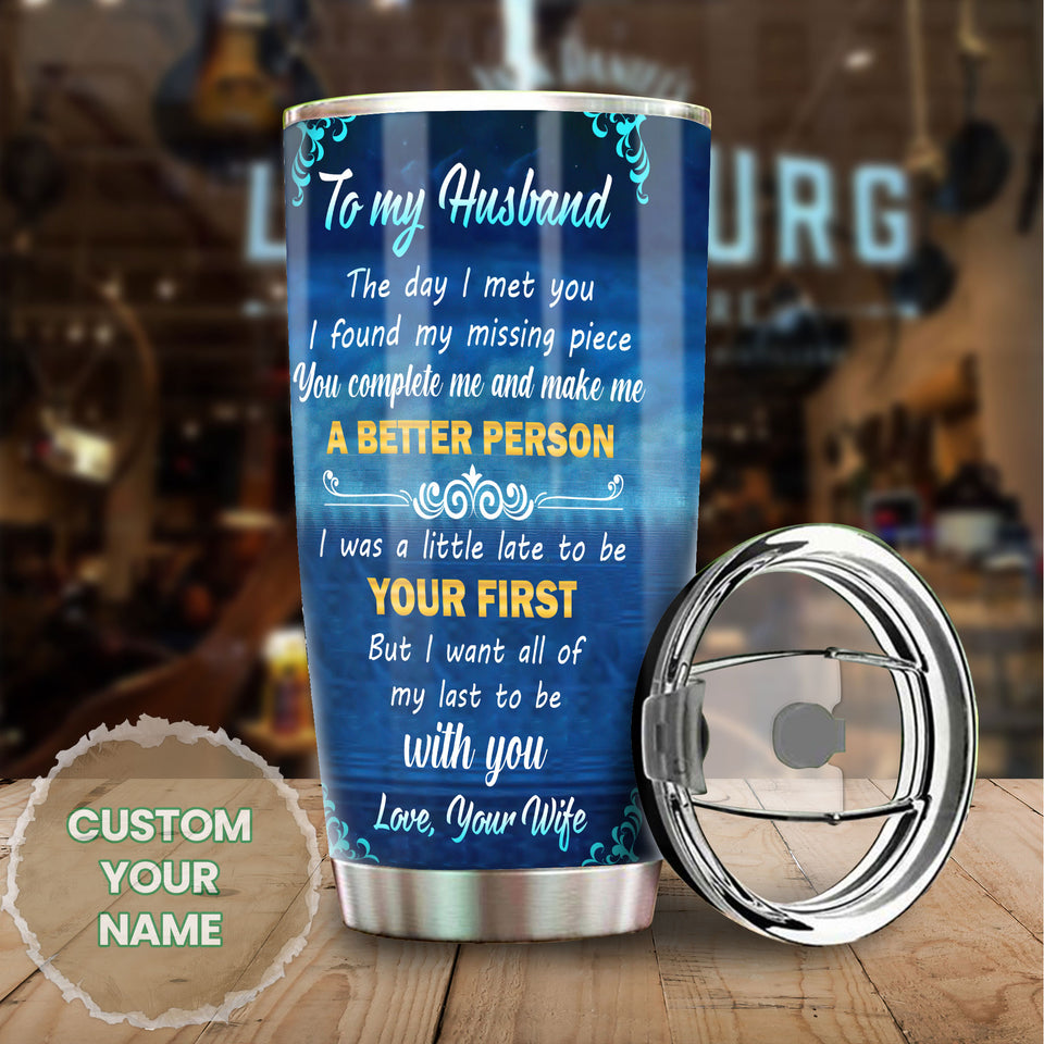 Camellia Personalized Wolves To My Husband Loving Letter Stainless Steel Tumbler - Double-Walled Insulation Thermal Cup With Lid Valentines Day Gift For Couple Husband Boyfriend