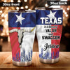 Camellia Personalized Bull Skull Texas Blend Of Valor And Swagger Stainless Steel Tumbler - Double-Walled Insulation Travel Thermal Cup With Lid Gift For Texas Cowboy American