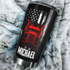 Camellia Personalized American Trucker US Flag Vintage Distressed Graphics Stainless Steel Tumbler - Double-Walled Insulation Travel Thermal Cup With Lid Gift For Trucker