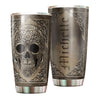 Personalized Metal Skull Skeleton Stainless Steel Tumbler - General insulated stainless steel tumbler drinkware preview
