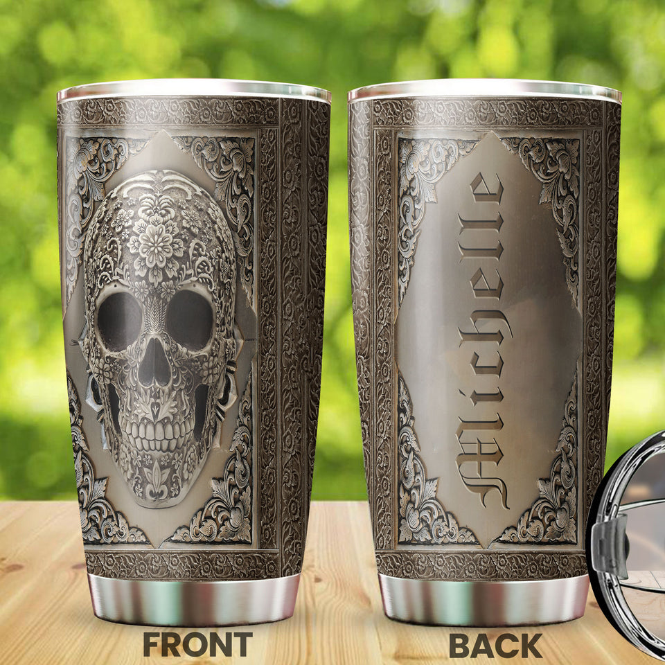 Personalized Metal Skull Skeleton Stainless Steel Tumbler - General Tumbler view #7