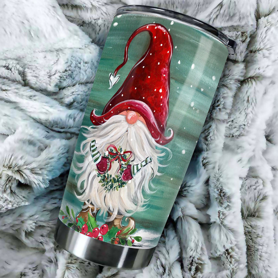 Camellia Personalized Christmas Gnomes Merry Xmas Stainless Steel Tumbler - Double-Walled Insulation Thermal Cup With Lid Gift For Christmas Holiday