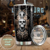 Camellia Personalized 3D Native American Golden Skull Stainless Steel Tumbler - Customized Double-Walled Insulation Travel Therma Cup With Lid