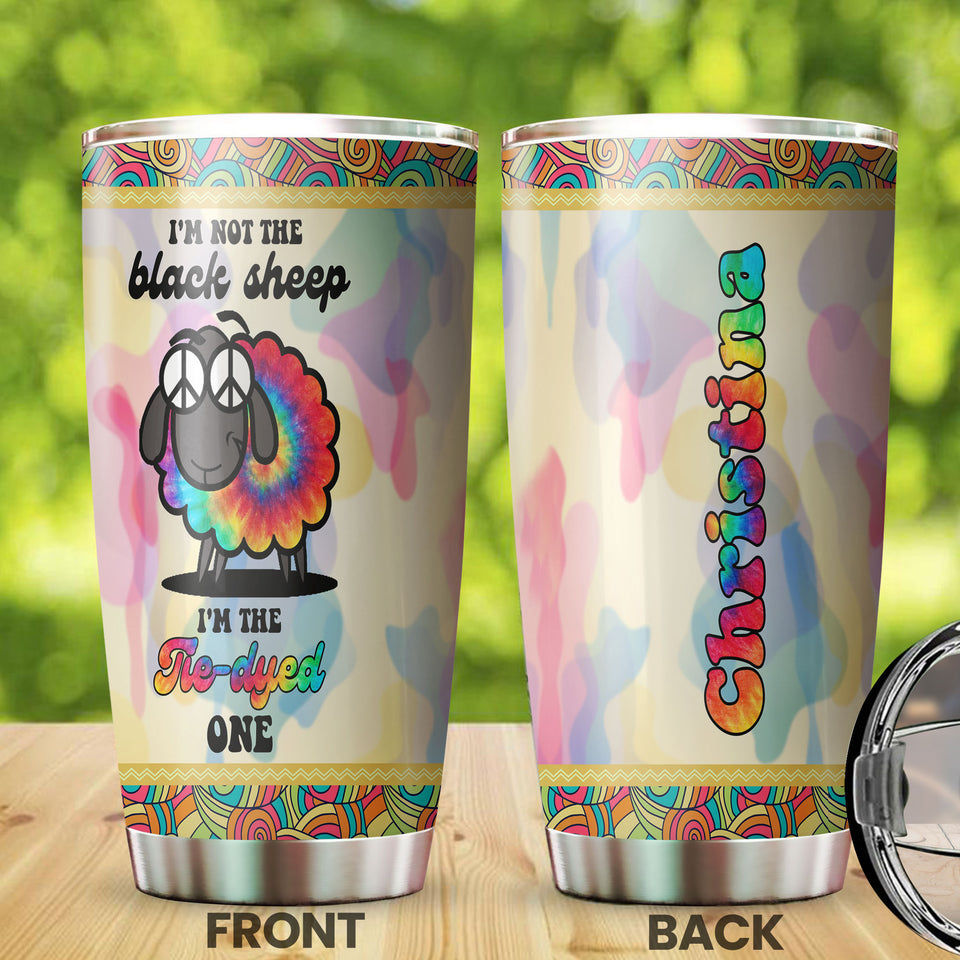 Camellia Personalized Black Sheep I'm The Tye-dyed One Stainless Steel Tumbler - Double-Walled Insulation Travel Thermal Cup With Lid For Hippie Hipster