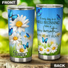 Camellia Personalized Daisy Butterfly Everyday Is A New Beginning Motivational Quote Stainless Steel Tumbler - Double-Walled Insulation Travel Thermal Cup With Lid