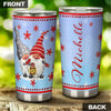 Camellia Personalized Snow Gnomes Wearing Santa Hat Merry Christmas Stainless Steel Tumbler - Double-Walled Insulation Thermal Cup With Lid Gift For Xmas Holiday Season