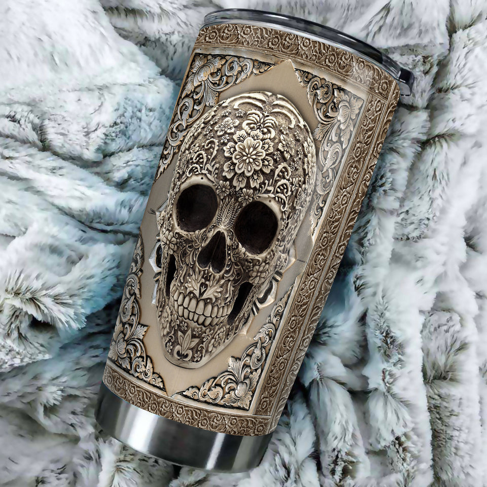 Personalized Metal Skull Skeleton Stainless Steel Tumbler - durable hot & cold beverage tumbler view #3