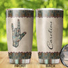 Camellia Personalized Hippie Henna Hand Sign Graphic Rock Stainless Steel Tumbler - Double-Walled Insulation Travel Thermal Cup With Lid Gift For Teenager Birthday