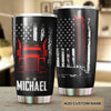 Camellia Personalized American Trucker US Flag Vintage Distressed Graphics Stainless Steel Tumbler - Double-Walled Insulation Travel Thermal Cup With Lid Gift For Trucker