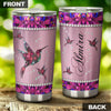 Camellia Personalized Hummingbirds Flowers Jewelry Style Stainless Steel Tumbler - Double-Walled Insulation Travel Thermal Cup With Lid Gift For Kids Animal Lover