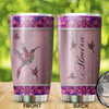 Camellia Personalized Hummingbirds Flowers Jewelry Style Stainless Steel Tumbler - Double-Walled Insulation Travel Thermal Cup With Lid Gift For Kids Animal Lover