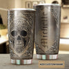Personalized Metal Skull Skeleton Stainless Steel Tumbler - double-wall vacuum insulated coffee travel tumbler detail