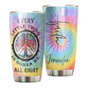 Camellia Personalized Hippie Every Little Thing Gonna Be Alright Stainless Steel Tumbler - Double-Walled Insulation Thermal Cup With Lid Gift For Hipster Peace Lover