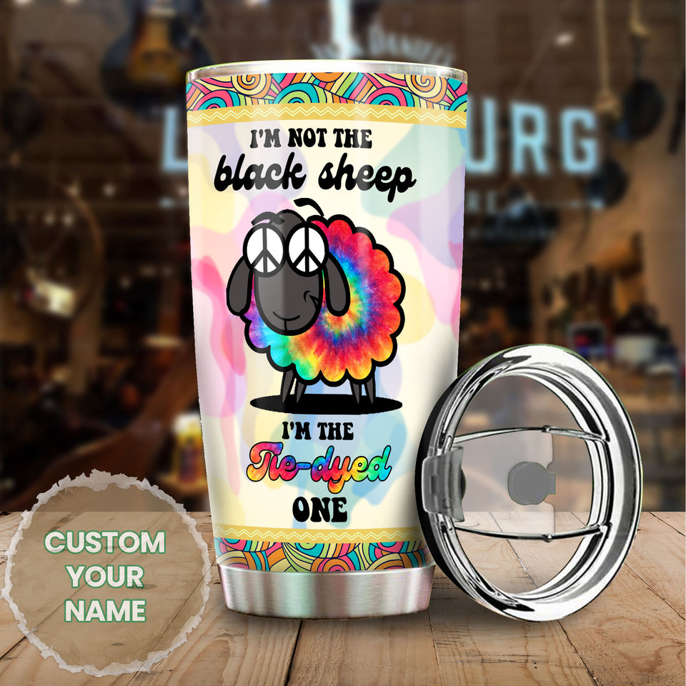 Camellia Personalized Black Sheep I'm The Tye-dyed One Stainless Steel Tumbler - Double-Walled Insulation Travel Thermal Cup With Lid For Hippie Hipster