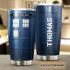 Personalized American Police Public Call Box Vintage Blue - double-wall vacuum insulated coffee travel tumbler detail