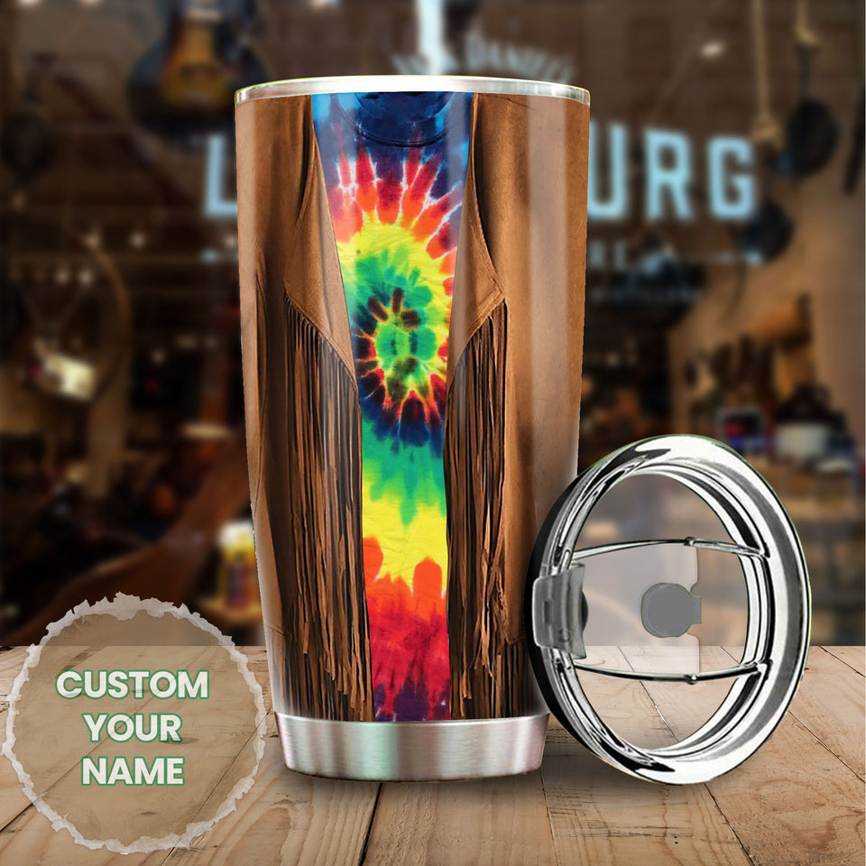 Personalized Hippie Fringe Tie Dye Stainless Steel Tumbler - General Tumbler view #6