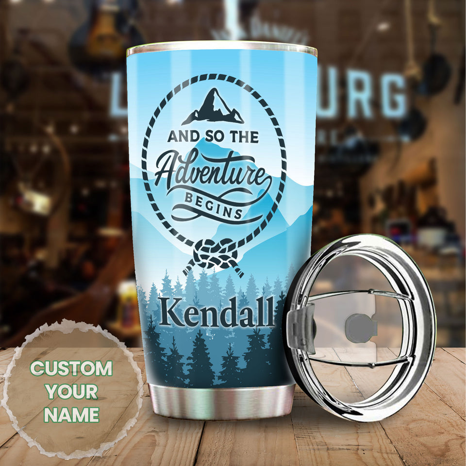 Camellia Personalized And So The Adventure Begins Boy Scouts Stainless Steel Tumbler - Double-Walled Insulation Travel Thermal Cup With Lid Gift For Boy Scouts Teenager
