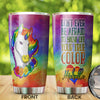 Camellia Personalized Rainbow Unicorn LGBT Pride Month Graphics Stainless Steel Tumbler - Double-Walled Insulation Thermal Cup With Lid Gift For Gay Lesbian