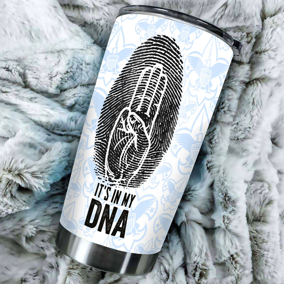 Camellia Personalized It's In My DNA Fingerprint Eagle American Boy Scouts Stainless Steel Tumbler - Double-Walled Insulation Travel Thermal Cup With Lid Gift For Boy Scouts