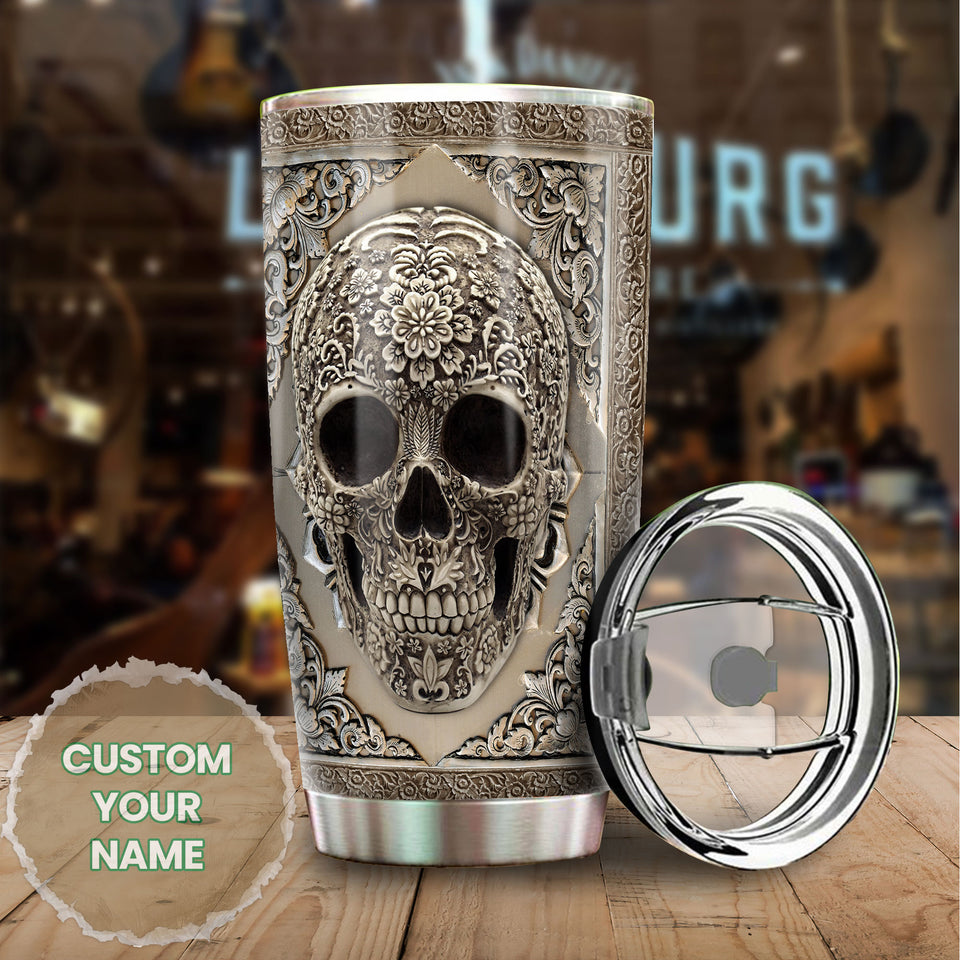Personalized Metal Skull Skeleton Stainless Steel Tumbler - General Tumbler view #6