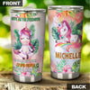Camellia Personalized Unicorn Zen Meditation Give Me Strength Stainless Steel Tumbler - Double-Walled Insulation Thermal Cup With Lid Gift For Unicorn Lover Girls