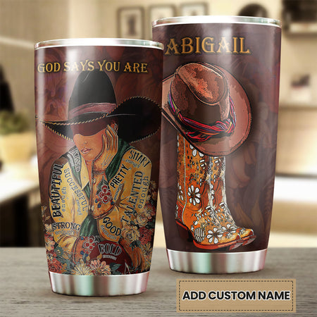 Camellia Personalized Cowboy God Says You Are Beautiful Smart Stainless Steel Tumbler - Double-Walled Insulation Thermal Cup With Lid Gift For Teenager Hipster