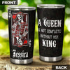 Camellia Personalized Skull Queen Not Complete Without Her King Stainless Steel Tumbler - Double-Walled Insulation Travel Thermal Cup With Lid Gift For Valentines Day Couple