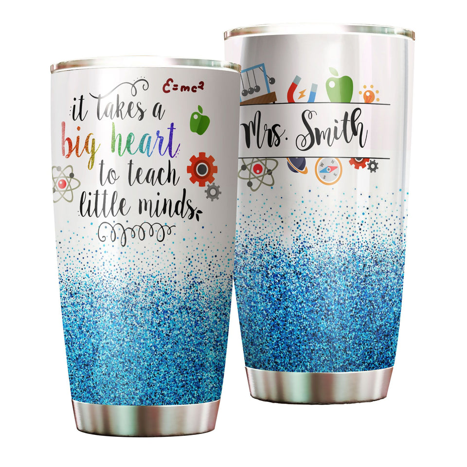 Personalized Teacher Big Heart to Teach Little Minds Stainless - General insulated stainless steel tumbler drinkware preview