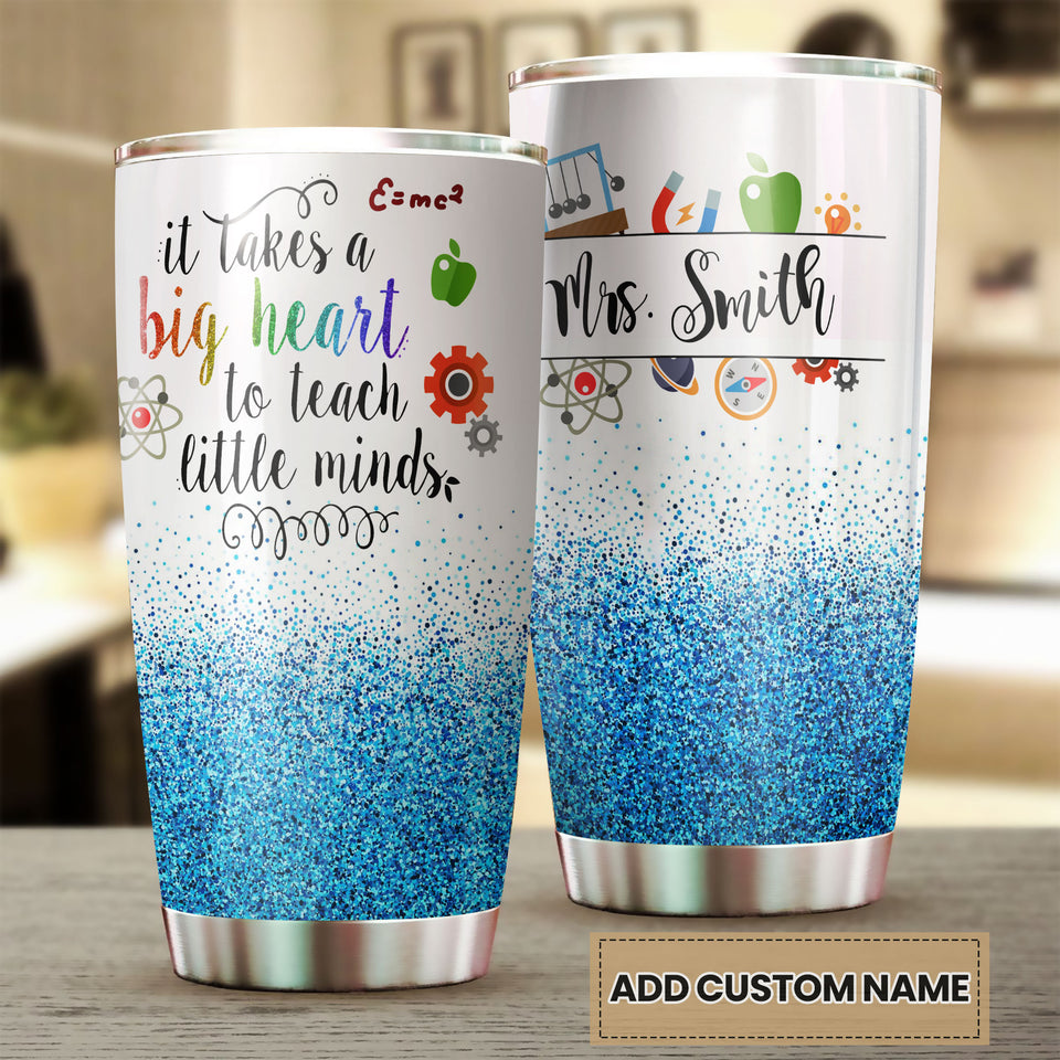 Personalized Teacher Big Heart to Teach Little Minds Stainless - double-wall vacuum insulated coffee travel tumbler detail