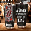 Camellia Personalized Skull Queen Not Complete Without Her King Stainless Steel Tumbler - Double-Walled Insulation Travel Thermal Cup With Lid Gift For Valentines Day Couple