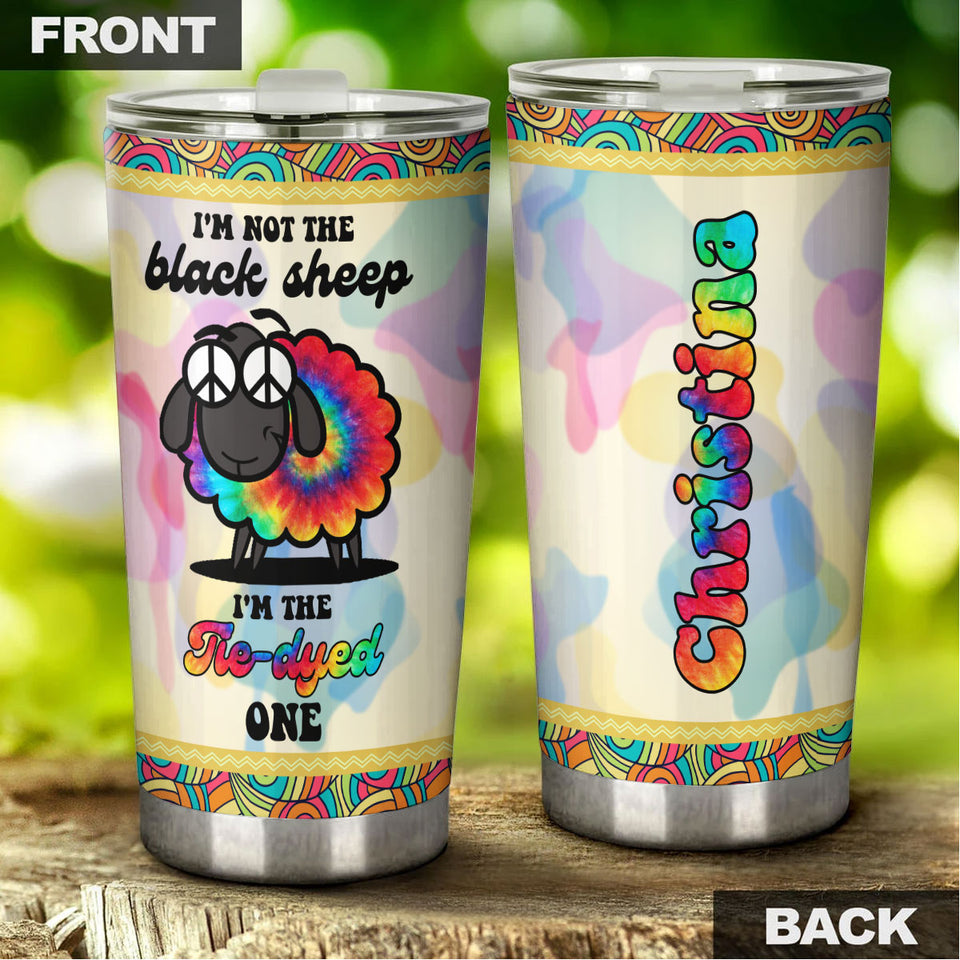 Camellia Personalized Black Sheep I'm The Tye-dyed One Stainless Steel Tumbler - Double-Walled Insulation Travel Thermal Cup With Lid For Hippie Hipster