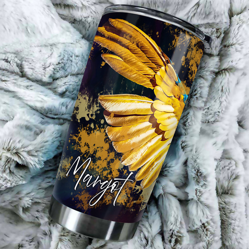 Camellia Personalized Colorful Parrot Nature Graphics Stainless Steel Tumbler - Double-Walled Insulation Travel Thermal Cup With Lid Gift For Parrot Pet Lover