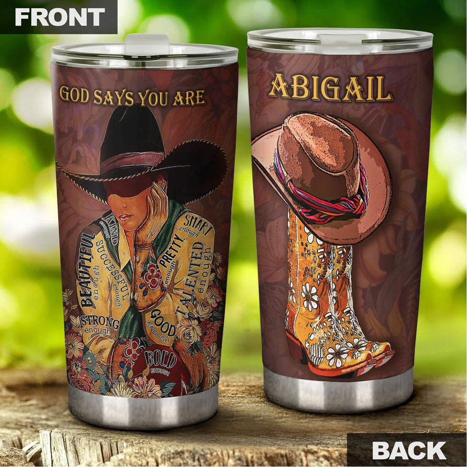 Camellia Personalized Cowboy God Says You Are Beautiful Smart Stainless Steel Tumbler - Double-Walled Insulation Thermal Cup With Lid Gift For Teenager Hipster