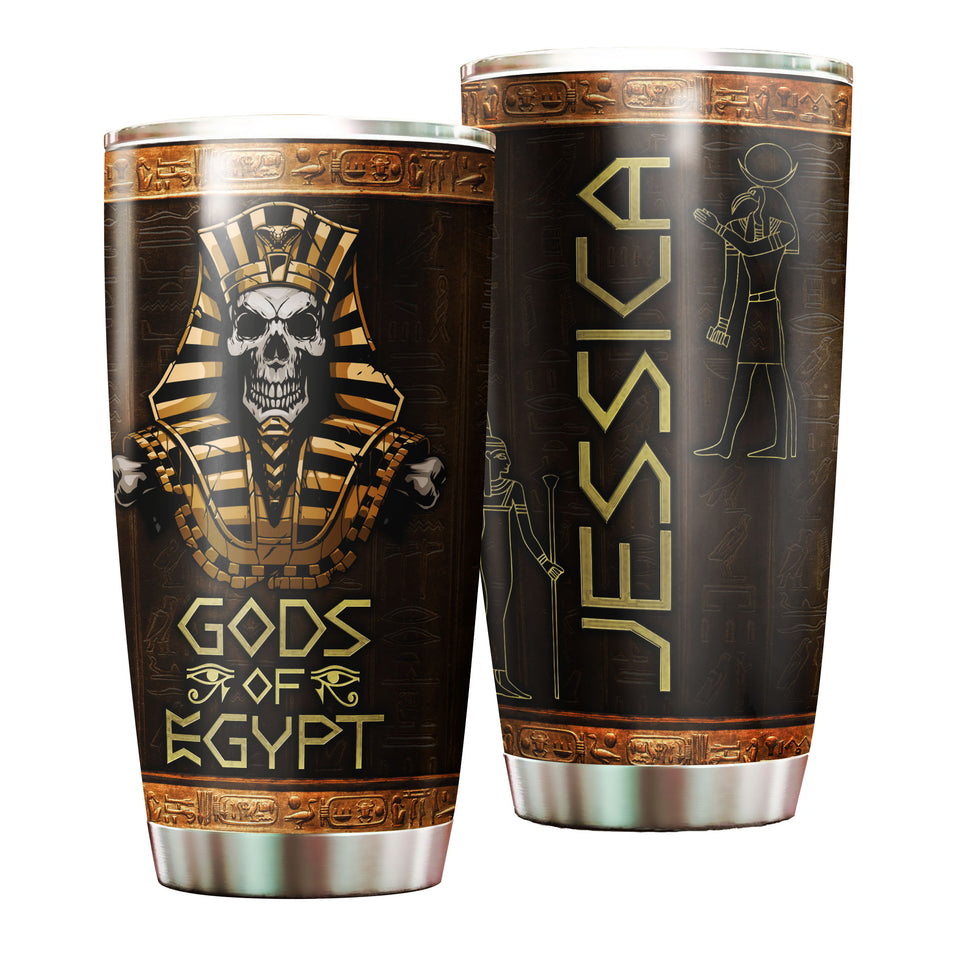 Camellia Personalized Ancient Pharaoh Gods Of Egypt Stainless Steel Tumbler - Double-Walled Insulation Thermal Cup With Lid Gift For Dad