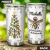 Camellia Personalized Oh Christmas Bee Honey Christmas Tree Stainless Steel Tumbler - Double-Walled Insulation Thermal Cup With Lid Gift For Xmas