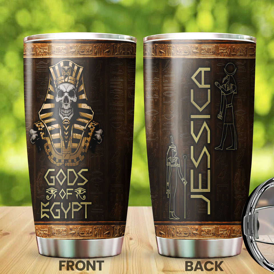 Camellia Personalized Ancient Pharaoh Gods Of Egypt Stainless Steel Tumbler - Double-Walled Insulation Thermal Cup With Lid Gift For Dad