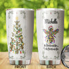 Camellia Personalized Oh Christmas Bee Honey Christmas Tree Stainless Steel Tumbler - Double-Walled Insulation Thermal Cup With Lid Gift For Xmas