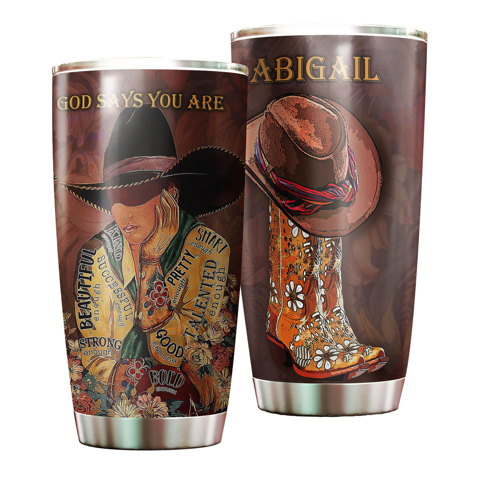 Camellia Personalized Cowboy God Says You Are Beautiful Smart Stainless Steel Tumbler - Double-Walled Insulation Thermal Cup With Lid Gift For Teenager Hipster
