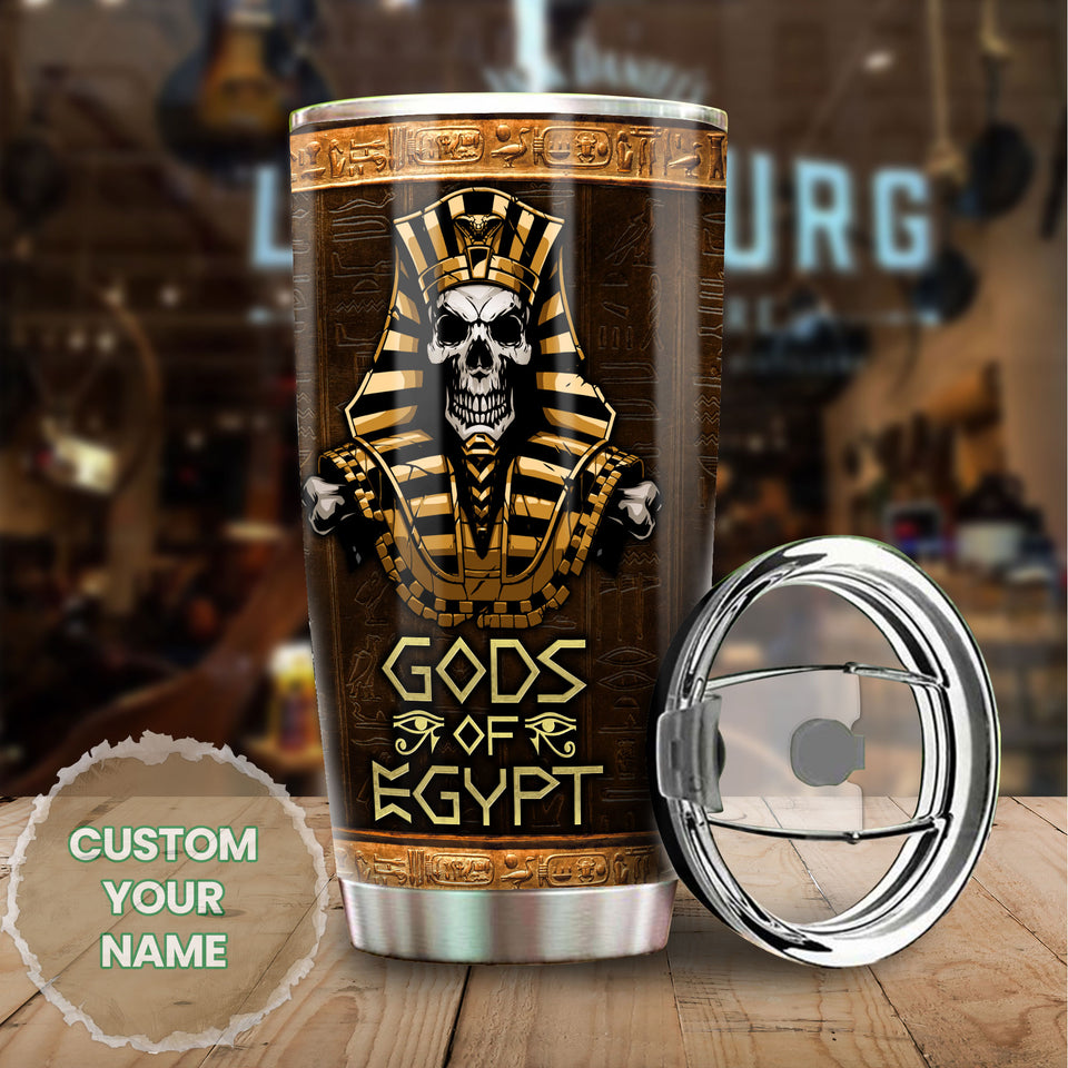 Camellia Personalized Ancient Pharaoh Gods Of Egypt Stainless Steel Tumbler - Double-Walled Insulation Thermal Cup With Lid Gift For Dad