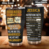 Camellia Personalized Trucker's Wife Nutrition Facts Stainless Steel Tumbler - Double-Walled Insulation Travel Thermal Cup With Lid Gift For Trucker Wife Couple Truck Driver