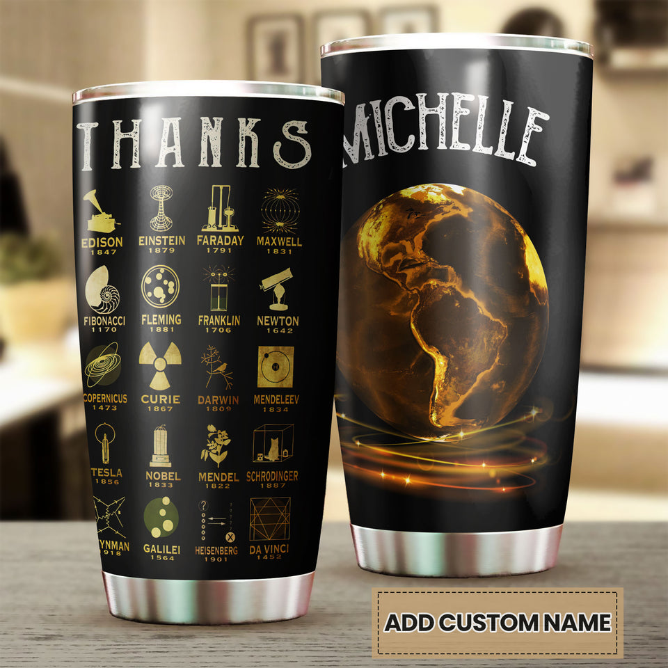 Personalized Thanks Science Innovations Scientists Stainless - double-wall vacuum insulated coffee travel tumbler detail