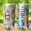 Camellia Personalized Tye Dye Skull Hippie Girl Stop Expecting Normal From Me Stainless Steel Tumbler - Double-Walled Insulation Thermal Cup With Lid Gift For Hipster Peace Lover