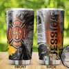 Camellia Personalized 3D Colorful Firefighter Dept Stainless Steel Tumbler - Customized Double-Walled Insulation Therma Cup With Lid Gift For Fireman