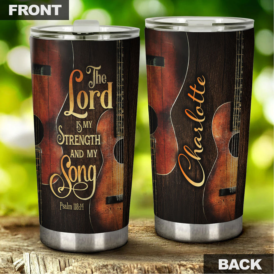 Camellia Personalized 3D Arcoustic Guitar Stainless Steel Tumbler - Customized Double-Walled Insulation Therma Cup With Lid Gift For Guitarist