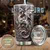 Camellia Personalized Viking Berserker Dragon Metal Style Graphic Stainless Steel Tumbler - Double-Walled Insulation Travel Thermal Cup With Lid Gift For Viking Lover